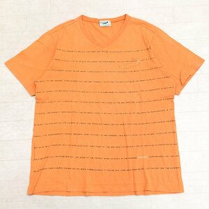 Crocodile クロコダイル ロゴデザイン Ｖネック Tシャツ LL オレンジ 半袖 コットン XL 2L 特大 大きいサイズ カジュアル メンズ 紳士