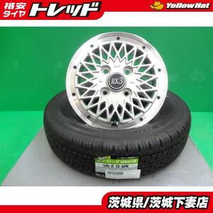 軽貨物車 タイヤホイールSET 12インチ 展示処分品ホイール フェニーチェ RX3 4.0J +43 4H100 ダンロップ 2023年製 VAN01 145R12 6P 限定 妻