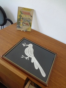 ＋＋＋＋＋　ヴィンテージ/Bobbin Lace/ボビンレース/bird/framed/ハンドメイド/Belgium！　＋＋＋＋＋