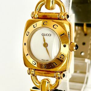 【稼働】磨き済み グッチ GUCCI 6300L レディース 腕時計 美品 電池新品 白文字盤 s1734