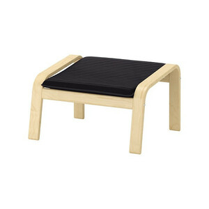 IKEA フットスツール POANG バーチ材突き板, クニーサ ブラック 送料￥750!