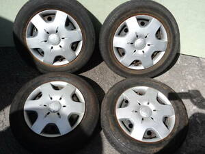 MMC MINICA三菱ミニカ純正スチール 4.00B +46 4H100 135/80R13バリ山ラジアルブリヂストンスニーカーSNK2 BJトッポ EKワゴンタウンボックス