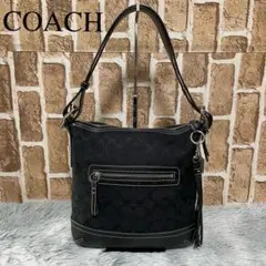 【美品】COACH シグネチャー　ショルダーバッグ  キャンバス　黒 9362