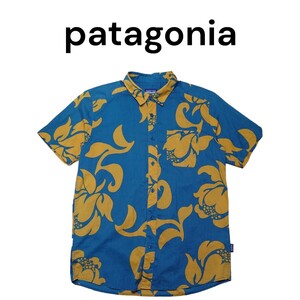 patagonia　アロハシャツ　パタアロハ　総柄　ブルー　イエロー　Mサイズ