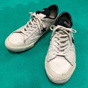 日本製 コンバース ワンスター レザー US8 white used converse one star leather 26.5cm 白 黒 made in Japan スニーカー アメカジ 古着