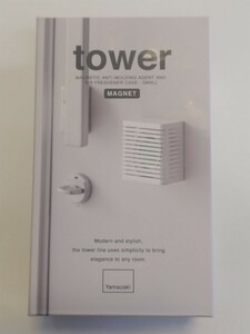 tower マグネット　玄関/冷蔵庫／バスルーム／トイレ 消臭剤 防カビ剤 ホルダータワー ホワイト