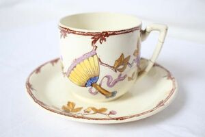 ベルギー アンティーク 古い陶器のカップとお皿のセット 和柄 C&S1客セット