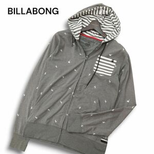 BILLABONG ビラボン ボーダー使い★ 総柄 水陸両用 ストレッチ ジップ フーディー パーカー ラッシュガード Sz.M 　メンズ　C4T07707_8#O