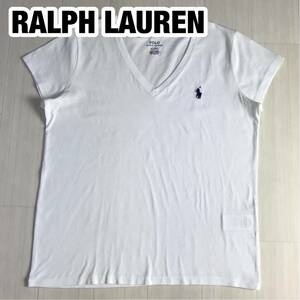 POLO RALPH LAUREN ポロ ラルフローレン 半袖Tシャツ M 165/92A ホワイト 刺繍ポニー Vネック