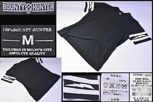 BXH ★ バウンティハンター ★ Tシャツ ★ BOUNTY HUNTER ★ 黒 ★ M ★ 日本製 ★ 厚地 ★ 袖に稲妻デザイン ★ 中古品 ★