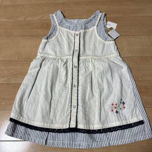 新品Seraph（セラフ）レイヤード風ノースリーブワンピース120 カントリー　女の子 子供服 キッズ オリーブ　ナチュラルガーリー