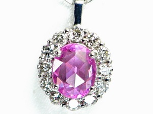 【宝石屋本舗】0.31ct　天然パパラチャサファイア　ダイヤモンド　PT950　ネックレス（DGL宝石鑑別書付）