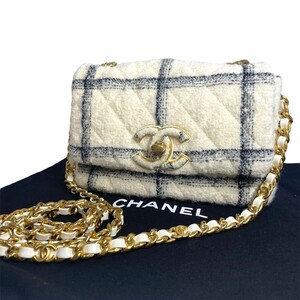 2040　CHANEL シャネル　ウール ツイード チェーンショルダーバッグ