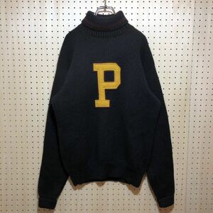 【M】Polo By Ralph Lauren Wappen Wool Knit Black ポロ バイ ラルフローレン ウール ニット ブラック セーター タートルネック T447