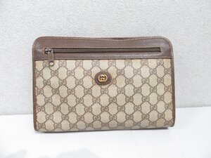 【31】1円～ GUCCI グッチ オールド GG柄 セカンドバッグ ヴィンテージ品 ジャンク品 現状品