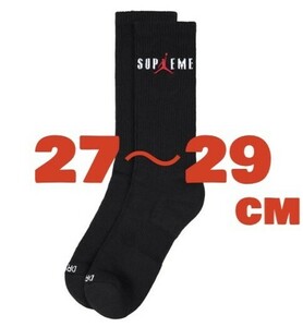 即発送 24FW Supreme Jordan Crew Socks 2 Pack Black 27〜29cm シュプリーム ジョーダン クルー ソックス ブラック 黒 靴下 ロゴ メンズ