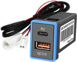 CHELINK カーチャージャー 車載QC3.0 + PD Type-C 車載急速充電 デュアルUSBポートトヨタ車系用2ポート充