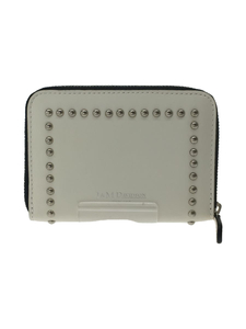 J&M DAVIDSON◆SMALL ZIP PURSE WITH STUDS/レザー/WHT/スペイン製/CALF LEATHER/箱