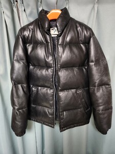 ☆Schott　ショットレザーダウン　ジャケット　USA38サイズ　　　　ラムレザー羊革　黒ブラックメンズ中古