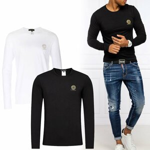 送料無料 4 VERSACE ヴェルサーチ AU10197 A232741 ブラック ホワイト メデューサ 2枚セット 長袖Tシャツ size 5