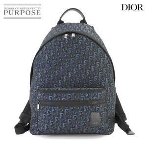 クリスチャン ディオール Christian Dior オブリーク バックパック キャンバス ラバー ブルー ブラック シルバー 金具 Backpack 90233769