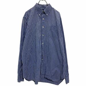 RALPH LAUREN 長袖 チェックシャツ XL ブルー ラルフローレン ボタンダウン ビッグサイズ 古着卸 アメリカ仕入 a608-6938