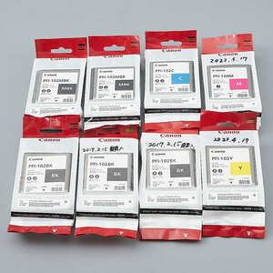 送料無料!! CANON PFI-102BK 3個 PFI-102MBK 2個 PFI-102C 1個 PFI-102Y 1個 PFI-104M 1個計８個セット インクタンク 純正