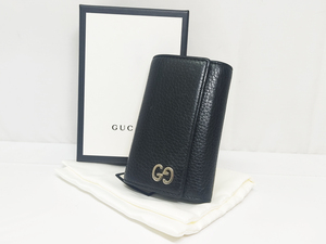 売り切り 大特価 GUCCI グッチ キーリング付き6連キーケース 473924 GG レザー ブラック 中古 箱付き