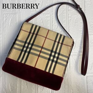 バーバリーロンドン　ショルダーバッグ　キャンバス×ベロア　ノバチェック　BURBERRYLONDON 斜め掛け