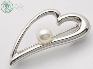 AK0606066　★ TASAKI タサキ 田崎真珠 S 刻印 ハート ブローチ 1粒 パール シルバー アクセサリー ジュエリー レディース