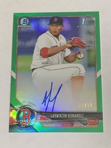 ソフトバンク 来日外国人 ヘルナンデス DARWINZON HERNANDEZ MLB RC AUTO 直筆サイン 2018 BOWMAN CHROME GREEN REFRACTOR /99