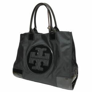 TORY BURCH トリーバーチ トートバッグ ナイロン×エナメル 黒