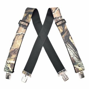 【新品】 極太 ワイド サスペンダー X型 太さ5センチ 幅広クリップ X-Back Pant Suspenders ツリーカモ（迷彩）色【送料無料】