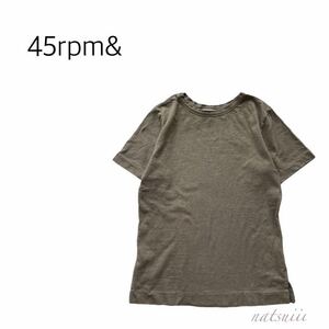 45R 45rpm . 天竺 コットン 半袖 無地 ベーシック シンプル Tシャツ カットソー カーキブラウン 刺繍 ２ 送料無料