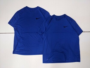 5．状態良好 2点 大きいサイズ ナイキ NIKE スウォッシュ DRI-FIT 速乾 半袖Tシャツトレーニングウェア メンズXXL 青黒 x607