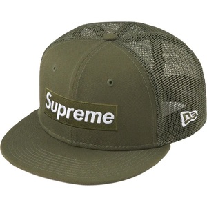 新品 23SS Supreme Box Logo Mesh Back New Era 7 1/2 ボックス ロゴ メッシュ キャップ ニューエラ Olive オリーブ 帽子 