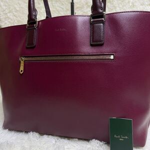 1円【入手困難】ポールスミスPaul Smith トートバッグ ビジネスバッグ ブリーフケース A4 2way レザー ワインレッド　メンズ レディース 