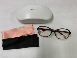 FURLA　フルラ　SFU328J　57□16　135　眼鏡　メガネ　度付きレンズ　メガネフレーム　赤　ケース付き②