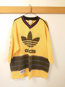 adidas アディダス 90年代 メッシュシャツ ヴィンテージ BIGフォルム デサント社製　ホッケーシャツ　日本製