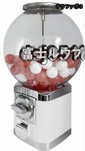 ガチャガチャ 本体 ガチャマシン 300x300x500mm 白色 赤色 レトロ 100円硬貨用 業務用 ガチャマシーン ドーム型 カプセルマシン ホワイト