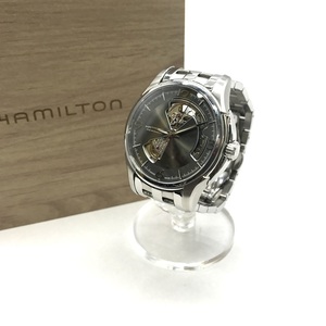 HAMILTON 腕時計 ジャズマスター オープンハート H325651 箱付 自動巻き ブラック文字盤 40mm シルバー ハミルトン 服飾小物 B12814◆