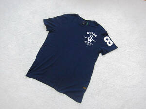 G-STAR RAW ジースターロウ Tシャツ SLIM R/T LOGO 紺色 XL　USED