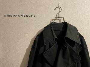 ◯ KRIS VAN ASSCHE パデット ベルト トレンチ コート / クリスヴァンアッシュ ロング ブラック 黒 44 Mens #Sirchive