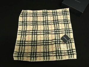 ■美品■ BURBERRY バーバリー ノバチェック コットン100％ ハンカチーフ ポケットチーフ ライトベージュ系×ブラック系 DF4913