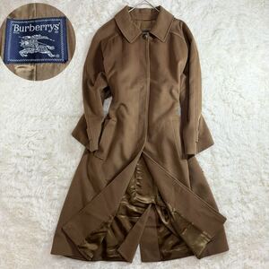 希少【古着】Burberry バーバーリー ウールカシミヤ 90s フランス製 ヴインテージ ロング ステンカラー レディース コート 比翼 貝ボタン 