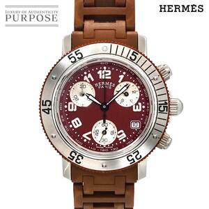 エルメス HERMES クリッパー ダイバー クロノグラフ CL2 318 レディース 腕時計 デイト ボルドー クォーツ Clipper 90244674