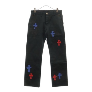 CHROME HEARTS クロムハーツ CHINO STRTLG FBRC クロスパッチ チノロングパンツ ワークパンツ ブラック/レッド/ブルー