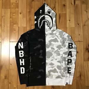 NEIGHBORHOOD × BAPE camo シャーク パーカー Sサイズ a bathing ape shark full zip hoodie ネイバーフッド エイプ ベイプ NBHD tz6