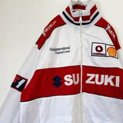 SUZUKI レースジャケット（XL）オリジナルチーム 白 赤 レーシング