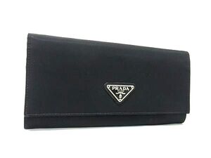 1円 ■美品■ PRADA プラダ テスートナイロン 二つ折り 長財布 ウォレット 小銭入れ 札入れ カード入れ ブラック系 BI6071